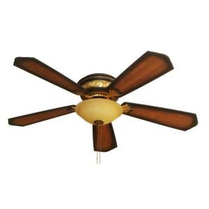 Hampton Bay Celestite 52 in. Aged Walnut Hugger Ceiling Fan with 5 Reversible Plywood Blades and Single Creme Cognac Glass 038909