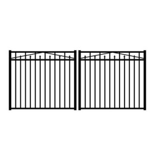 Jerith Adams 10 ft. x 4 1/2 ft. Black Aluminum Double Drive Gate with Magna Latch RS54B20060DD