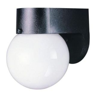 Westinghouse 1 Light Black Hi Impact Polycarbonate Exterior Wall Lantern with White Glass Globe 6680300