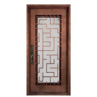 Iron Doors Unlimited Bel Sol Full Lite Painted Heavy Bronze Decorative Wrought Iron Entry Door IB4082RSHC