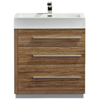Dreamwerks 30 in. Contemporary Vanity in Lacquered Cherry Wentworth with Marble Vanity Top in White L750