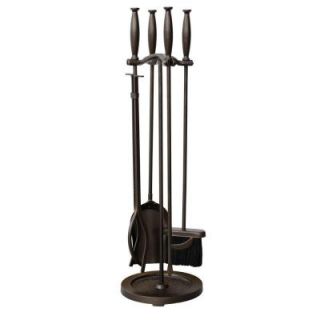 UniFlame Bronze 5 Piece Fireplace Tool Set with Cylinder Handles F 1665
