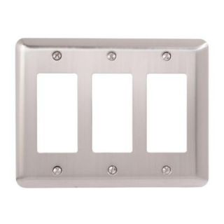 Amerelle Steel 3 Decorator Wall Plate   Pewter 2RRRPW
