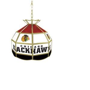Trademark Global NHL Chicago Blackhawks 16 in. Hanging Tiffany Style Billiard Lamp NHL1600 CBH