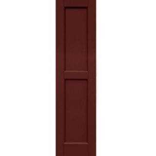 Winworks Wood Composite 12 in. x 47 in. Contemporary Flat Panel Shutters Pair #650 Board and Batten Red 61247650