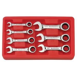 GearWrench SAE Stubby Combination Ratcheting Wrench Set (7 Piece) 9507