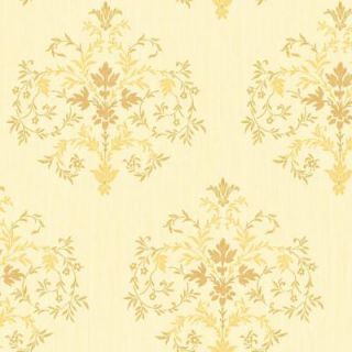 The Wallpaper Company 56 sq. ft. Yellow Interpretation of Damask Shape with an Open Modern Feel Wallpaper WC1280355