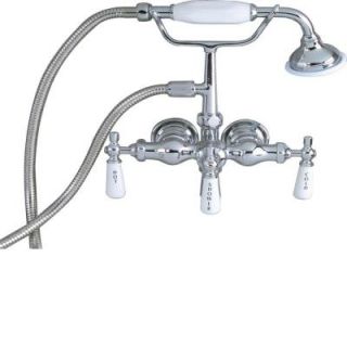 Pegasus 3 Handle Claw Foot Tub Faucet with Old Style Spigot and Hand Shower in Polished Chrome 4025 PL CP