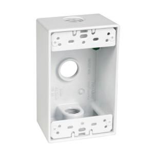 Bell 1 Gang Three 1/2 in. Hole Rectangular Electrical Box   White SB350WH