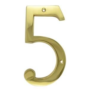 Copper Mountain Hardware 6 in. Polished Brass House Number 5 SLGH245US3