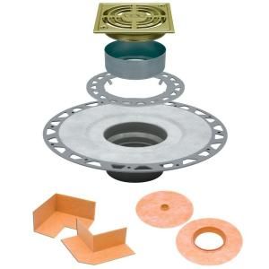 Schluter Kerdi Drain Kit with 4 in. Brushed Brass Anodized Aluminum Grate KD2/PVC/AMGB