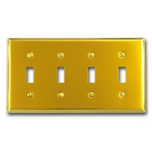 Amerelle Steel 4 Toggle Wall Plate   Bright Brass 163T4BR
