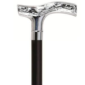 Specialty Etched Silver Fritz Handle with Black Wood Shaft Cane C900 95