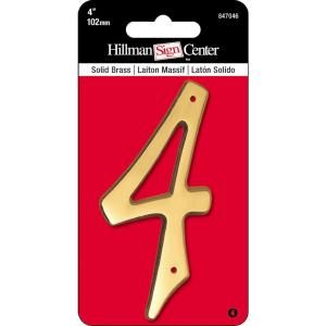 The Hillman Group 4 in. Solid Brass Number 4 847046
