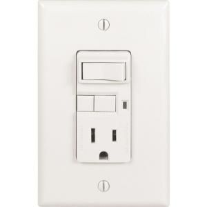 Cooper Wiring Devices 15 Amp Light Switch and GFCI Single Outlet   White VGFS15W M L