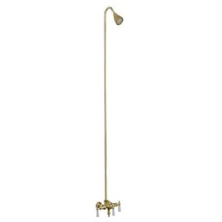 Pegasus 3 Handle Claw Foot Tub Diverter Faucet with Old Style Spigot and Sunflower Showerhead for Acrylic Tub in Polished Brass 4010 PL PB