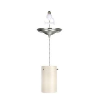 Worth Home Products 1 Light Brushed Nickel Instant Pendant Light Conversion Kit with White Glass Shade PBN 1617 0330