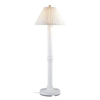 Patio Living Concepts Shangri La 60 in. Outdoor White Floor Lamp with White Wicker Shade 10201