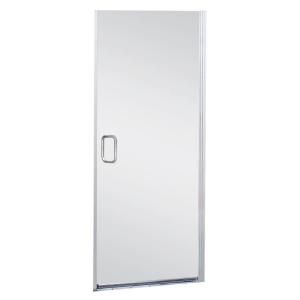 Contractors Wardrobe 34 in. x 67 1/8 in. Frameless Hinge Shower Door in Brushed Nickel Finish with Clear Glass 5400