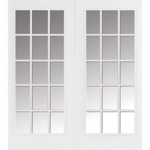 Masonite 72 in. x 80 in. Primed Prehung Right Hand Inswing Center Hinged 15 Lite Steel Patio Door with Brickmold 44257
