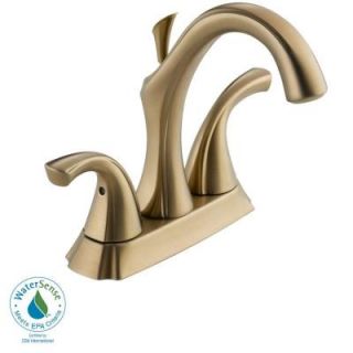 Delta Addison 4 in. Centerset 2 Handle High Arc Bathroom Faucet in Champagne Bronze with Metal Pop Up 2592 CZMPU DST