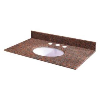 Pegasus 49 In. W Granite Vanity Top with white bowl and 8 in. faucet spread in Terra Cotta 49562