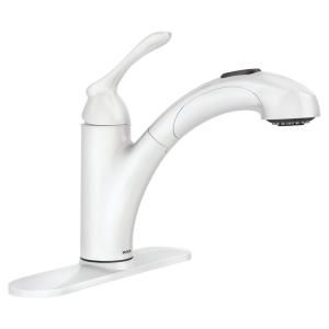 MOEN Banbury Single Handle Pull Out Sprayer Kitchen Faucet in Glacier 87017W