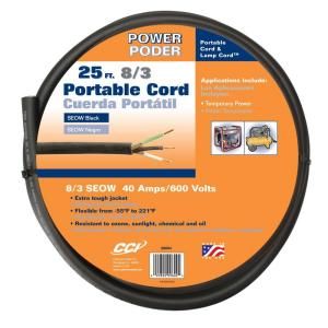 Coleman Cable 25 ft. 8/3 SJEOOW Portable Power Cord 096040008