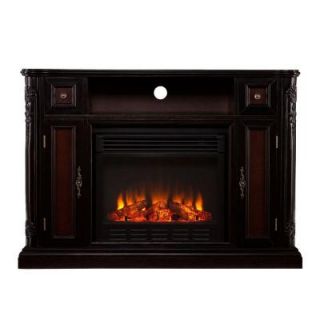 Southern Enterprises Irma 48 in. Media Console Electric Fireplace in Ebony with Dark Antique Red and Espresso 2948225