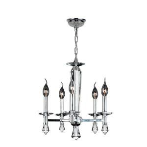 Worldwide Lighting Gatsby 5 Light Polished Chrome Chandelier with Clear Crystal Candle W83136C16