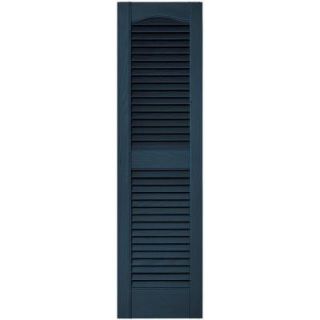 Builders Edge 12 in. x 43 in. Louvered Vinyl Exterior Shutters Pair in #036 Classic Blue 010120043036