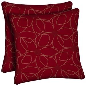 Hampton Bay Chili Stitch Floral Outdoor Throw Pillow (2 Pack) JC20554X 9D2