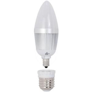 Globe Electric 25W Equivalent Daylight (5000K) B10 LED Chandelier Light Bulb with Medium Base Converter 01433