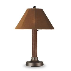 Patio Living Concepts Bahama Weave 34 in. Outdoor Red Castango Table Lamp with Teak Shade 36173