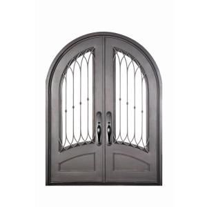 Iron Doors Unlimited Concord 3/4 Lite Painted Oil Rubbed Bronze Decorative Wrought Iron Entry Door IC6282RRLC