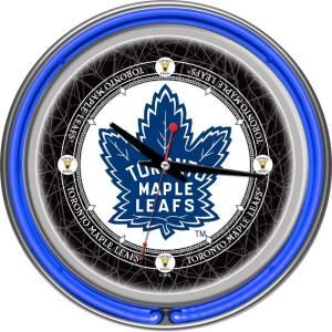 Trademark Global 14 in. Vintage Toronto Maple Leafs NHL Neon Wall Clock NHL1400 TMLV