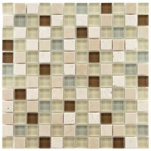 Merola Tile Tessera Square York 11 3/4 in. x 11 3/4 in. x 8 mm Stone and Glass Mosaic Wall Tile GDMTSQY