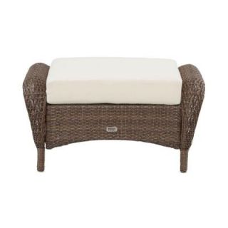 Martha Stewart Living Charlottetown Brown All Weather Wicker Patio Ottoman with Bare Cushion 55 509556/2