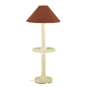 Patio Living Concepts Catalina 16 in. Outdoor Bisque Floor Lamp with Tray Table and Chile Linen Shade 30694