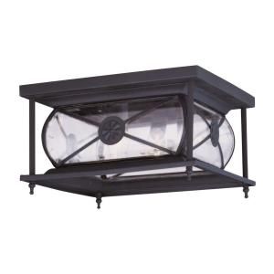 Filament Design Providence Collection 2 Light 6.0 in. Outdoor Bronze Clear Beveled Glass Flush Mount CLI MEN2090 07