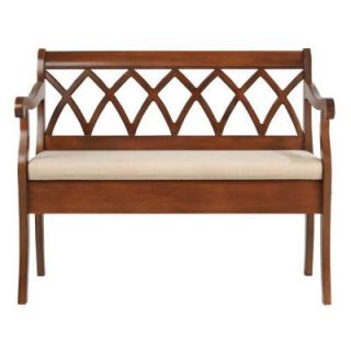 Home Decorators Collection Windowpane Chestnut with Flax Wood Storage Bench DISCONTINUED 1048210970