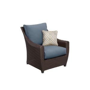 Brown Jordan Highland Patio Lounge Chair in Denim with Bazaar Throw Pillow M10035 L 12