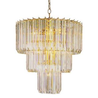 Stewart 9 Light Ceiling Polished Brass Tapers Incandescent Chandelier CLI WUP6996471