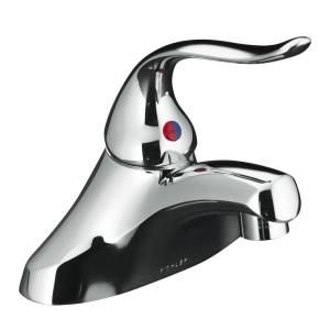 KOHLER Coralais 4 in. Single Handle Low Arc Bathroom Faucet in Polished Chrome with Ground Joints K 15592 5P CP