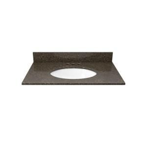 Solieque 25 in. Granite Vanity Top in Coffee Brown with White Basin VT2522GCB.4.HDSOL,DSOM,DSOM