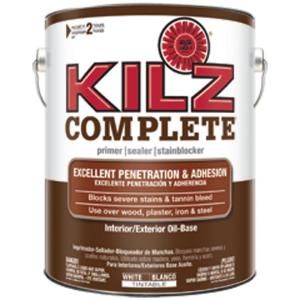 KILZ COMPLETE 1 gal. White Low VOC Oil Based Interior/Exterior Primer, Sealer and Stain Blocker L101201