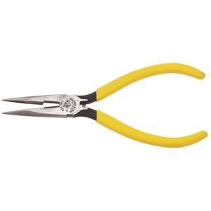 Klein Tools 6 in. Standard Long Nose Pliers   Side Cutting with Spring D203 6C