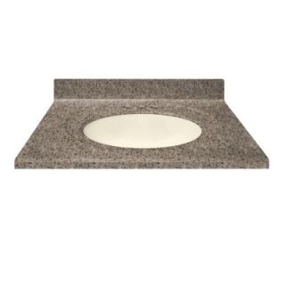 US Marble 31 in. Cultured Granite Vanity Top in Mountain Color with Integral Backsplash and Biscuit Bowl 31CL9186BM