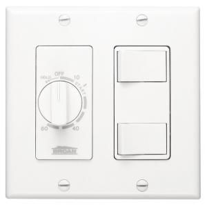 Broan NuTone 20 Amp 60 Minute In Wall Dial Timer with 2 On/Off Rocker Switches   White 62W
