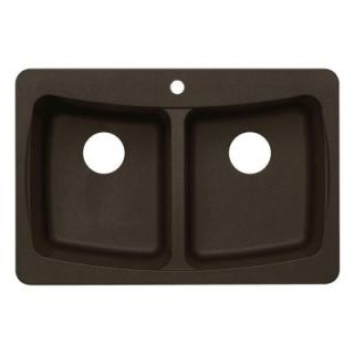 Astracast Dual Mount Granite 33x22x9 3 Hole Double Bowl Kitchen Sink in Metallic Chocolate AS AL20RQUSSK